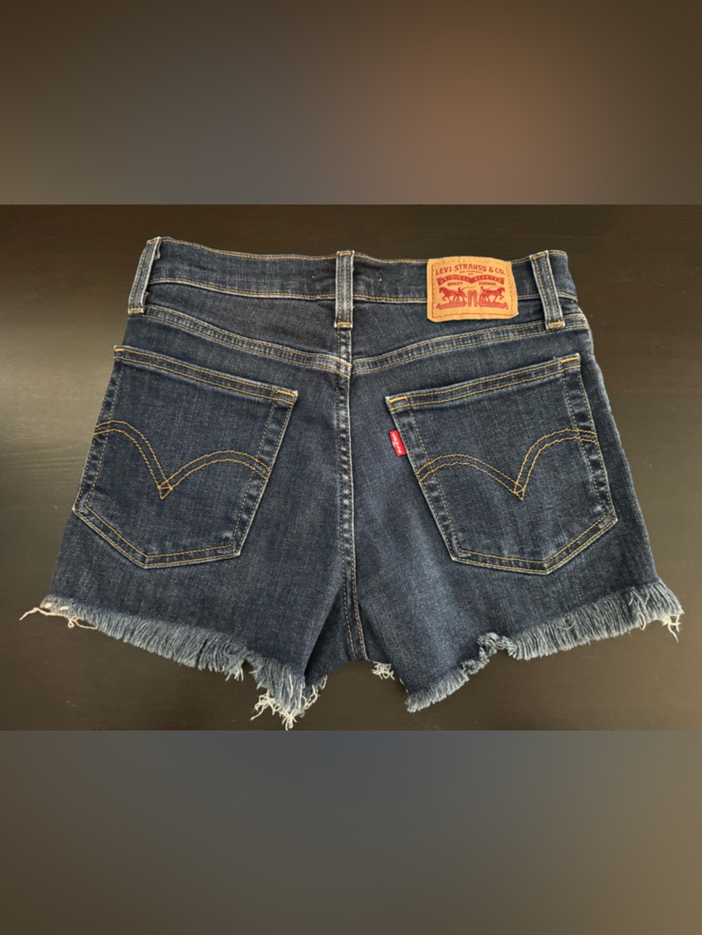 Levi's Women's Dark Indigo‎ Highrise Denim Cutoff Shorts